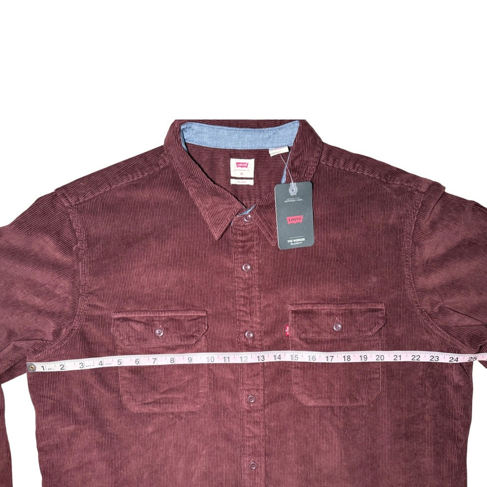 Levi's The Worker Relaxed Fit Corduroy Shirt Mens XL Burgundy NWT - Picture 7 of 9